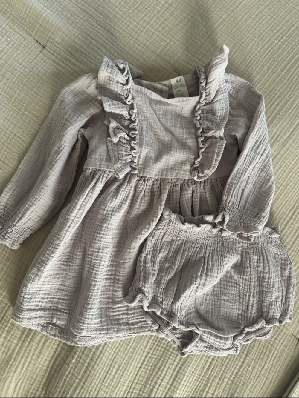 H&M Lavender Ruffle Long-Sleeve Dress with Matching Bloomers